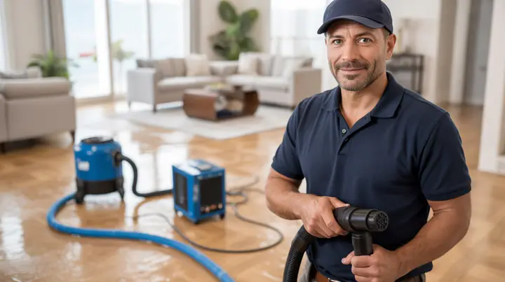 Water damage restoration technician (illustration photo)